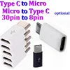 Micro USB Female to 8 pin Male micro usb to usb 3.1 type C to Micro USB Female Data Sync Connector Converter Adapter