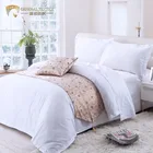 Custom 100% Cotton Queen Size 240TC Plain White Bedding Set Hotel