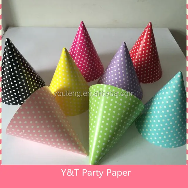 Most Popular Kids Paper Party Cone Dots Hat for Birthday Party Shower Supplies