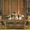 19 century french royal design furniture wooden carved dining table with 6 chairs