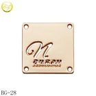 Fancy cut out logo design metal tag clothing golden metal label plate for decoration
