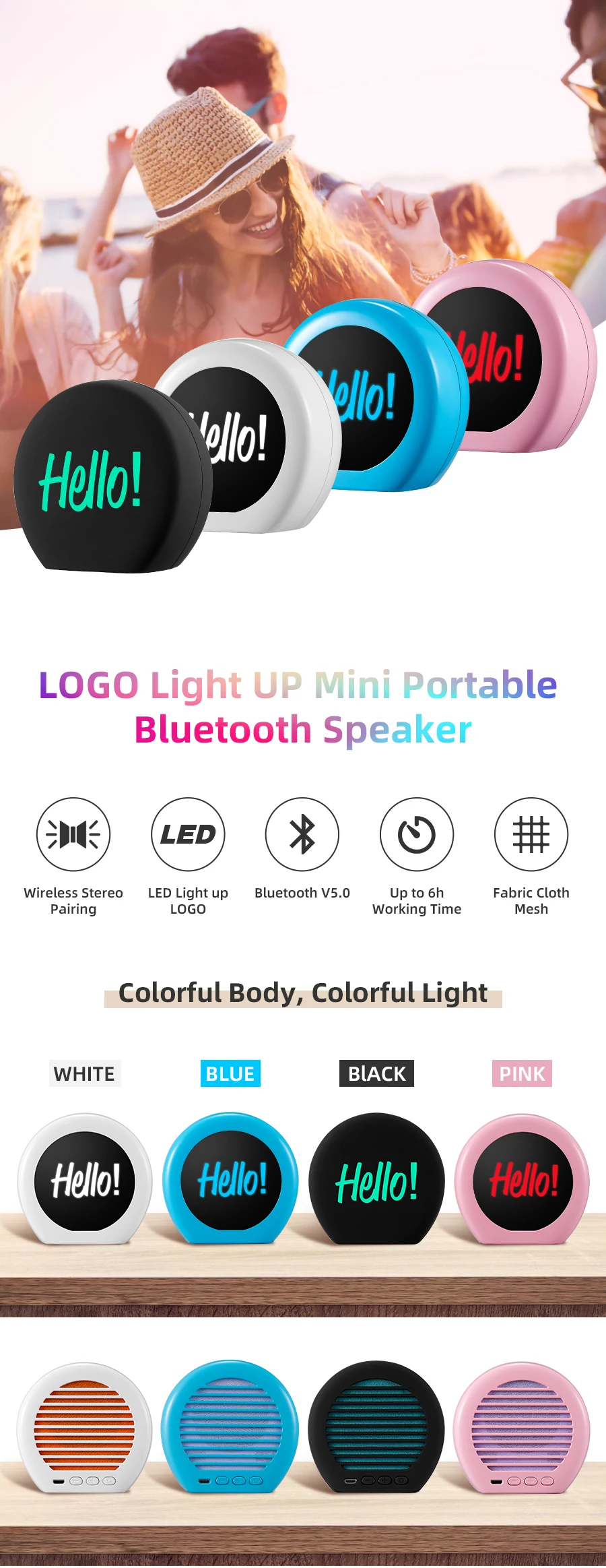 promotion Best Price Quality Bt Blue Tooth Music Speakers Rechargeable Home Bluetooth Portable Wireless Mini Speaker With Light - ANKUX.COM