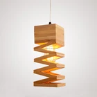 New design spring shape wood hanging light modern indoor led chandelier pendant lamps