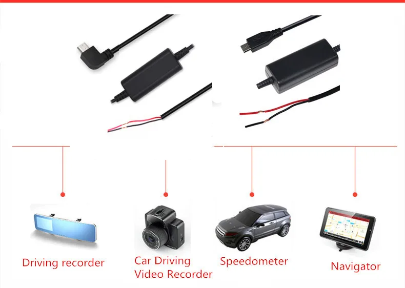 10ft (10ft) Car Power Inverter 12V to 5V Converter Mini USB Hardwire for Dash Cam