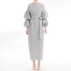 online selling fashionable stirp patterns dress abaya muslim women wear for working women