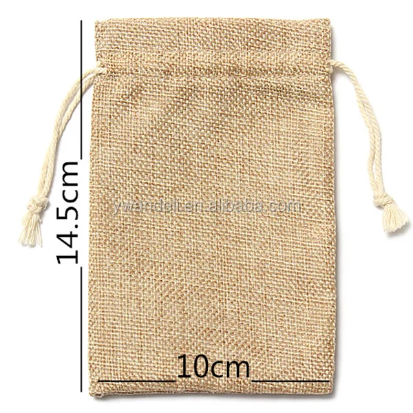 mini rustic burlap pouch sack drawstring tie bag wedding party
