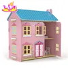 funny wooden doll house toy, Fashion new wooden diy model miniature doll house, Preschool child doll house for sale W06A029