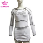 Wholesale white elastic Cheerleading uniform hight quality heat press wear fashion women/girl Cheerleading uniform