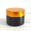 100g Empty cream jar 30g Amber Glass Jar 50g Cosmetic Container With Black Lid Gold Cap Apothecary Dispenser 2oz Glass Bottle