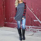 Women Round Neck Personalized Buffalo Christmas Plaid Raglan Blouse