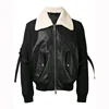 High quality men fashion black motorcycle jacket/leather jacket men/winter slimming jackets with shearling collar