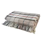 woven plaid 100% wool king size thick throw bed blanket with fringes