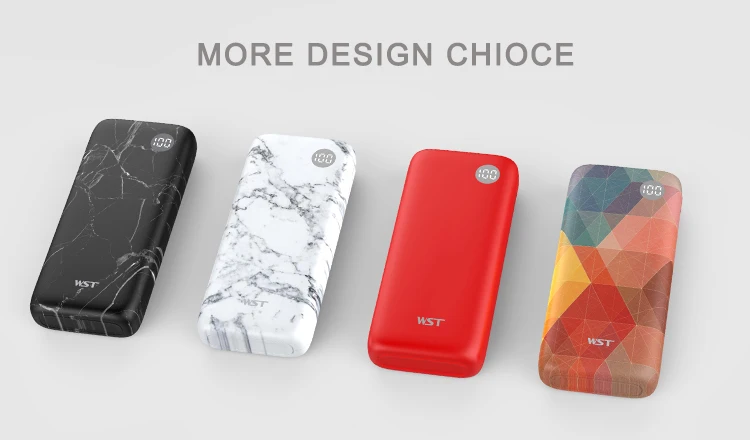 WST ABS Micro USB output input royal sleek 20000 mah portable power bank with digital display screen - ANKUX.COM