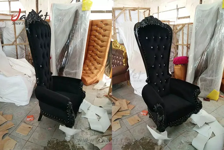 2017 Wholesale High Back Black Throne Chairs For Rental