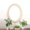 Opening decorative framed injected simply style wall classical design oval plastic mirror middle