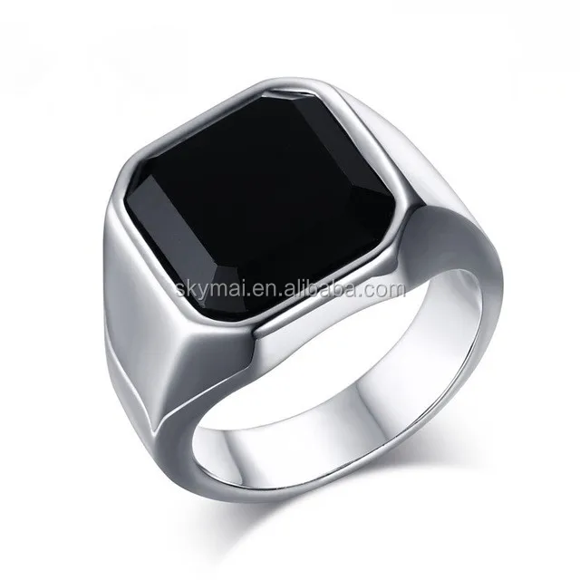 High Quality Men's Ring Black High Polished Stainless Steel Men's Jewelry Silver Color Charm Ring For Men