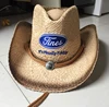 Customized Raffia Straw Embroidered Logo Cowboy Hats