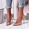 CSS361 fashion crystal clear pvc peep toe women pumps sexy hot transparent high heels