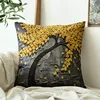 Decorative Oil Painting Tree Outdoor Pillow Cushion Cover Set Cotton Linen for Sofa Bedroom Car 18 x 18 Inch 45 x 45 cm