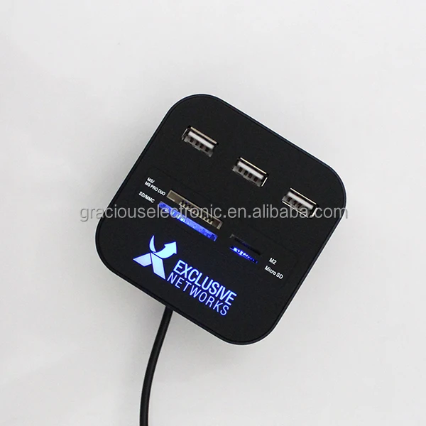 corporate gifts mini usb hub with led light logo