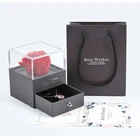 Acrylic transparent cover drawer flower box necklace box rose flower gift box valentine's day gift