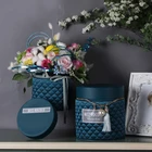 Flower Bucket Gift Box Leather Creative Bouquet Packaging Round Flower Box Set