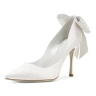 High Quality Fancy Stilettos Bridal Shoes White Stain Heels Wedding Shoes For Women