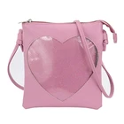 High quality glitter clear heart window design PU leather shoulder bag for ladies