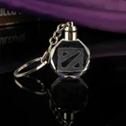 Designed logo 3d laser Led light Crystal keychain for promotion gifts