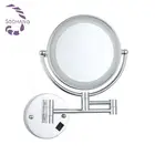 New design shaving lighted makeup mirror oval shaped acrylic cosmetic mirror
