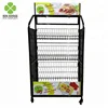 Durable metal bakery bread display rack with wheels