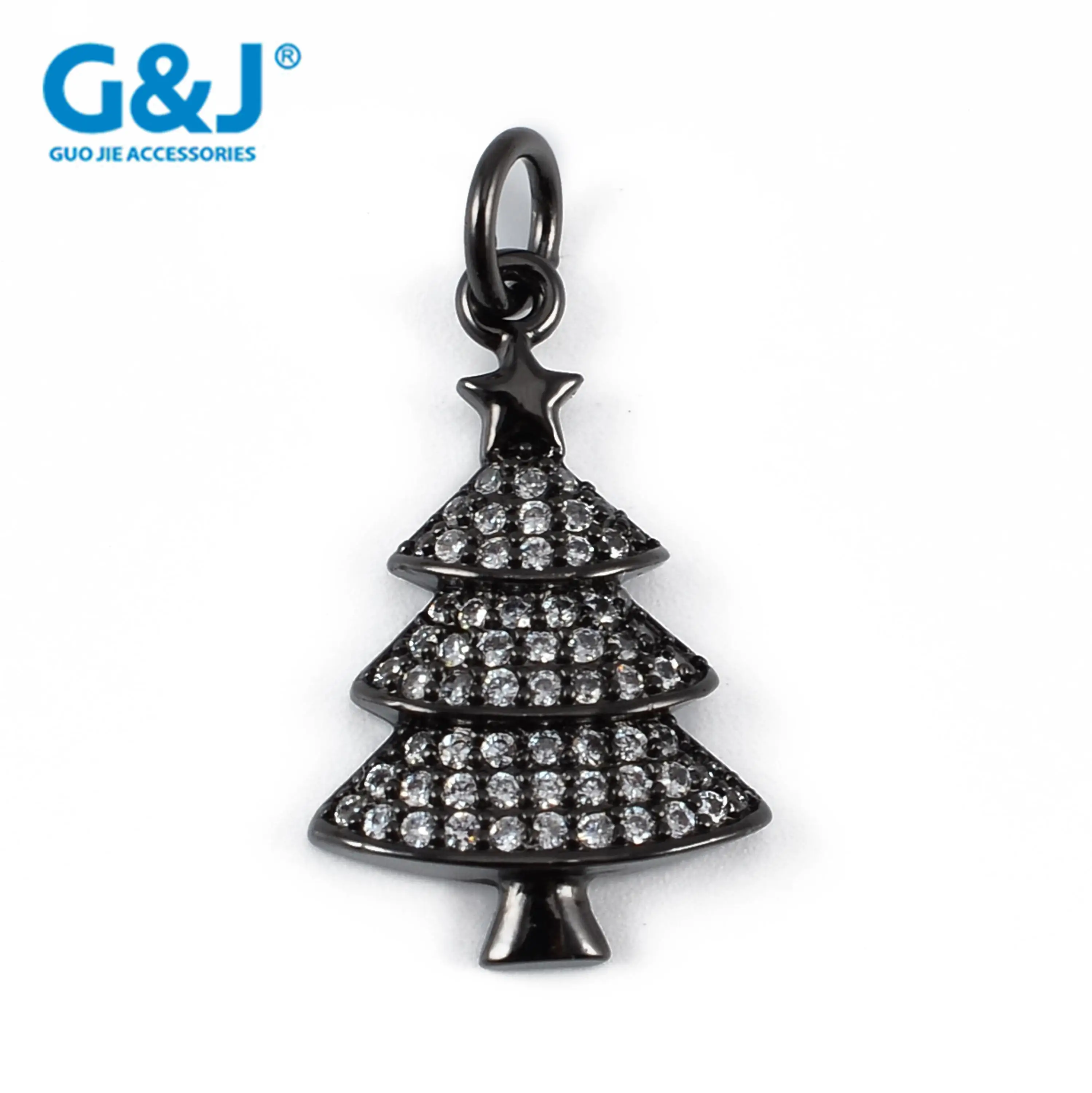 GuoJie brand micro pave CZ zircon accessories jewelry bracelet acrylic charm pendants