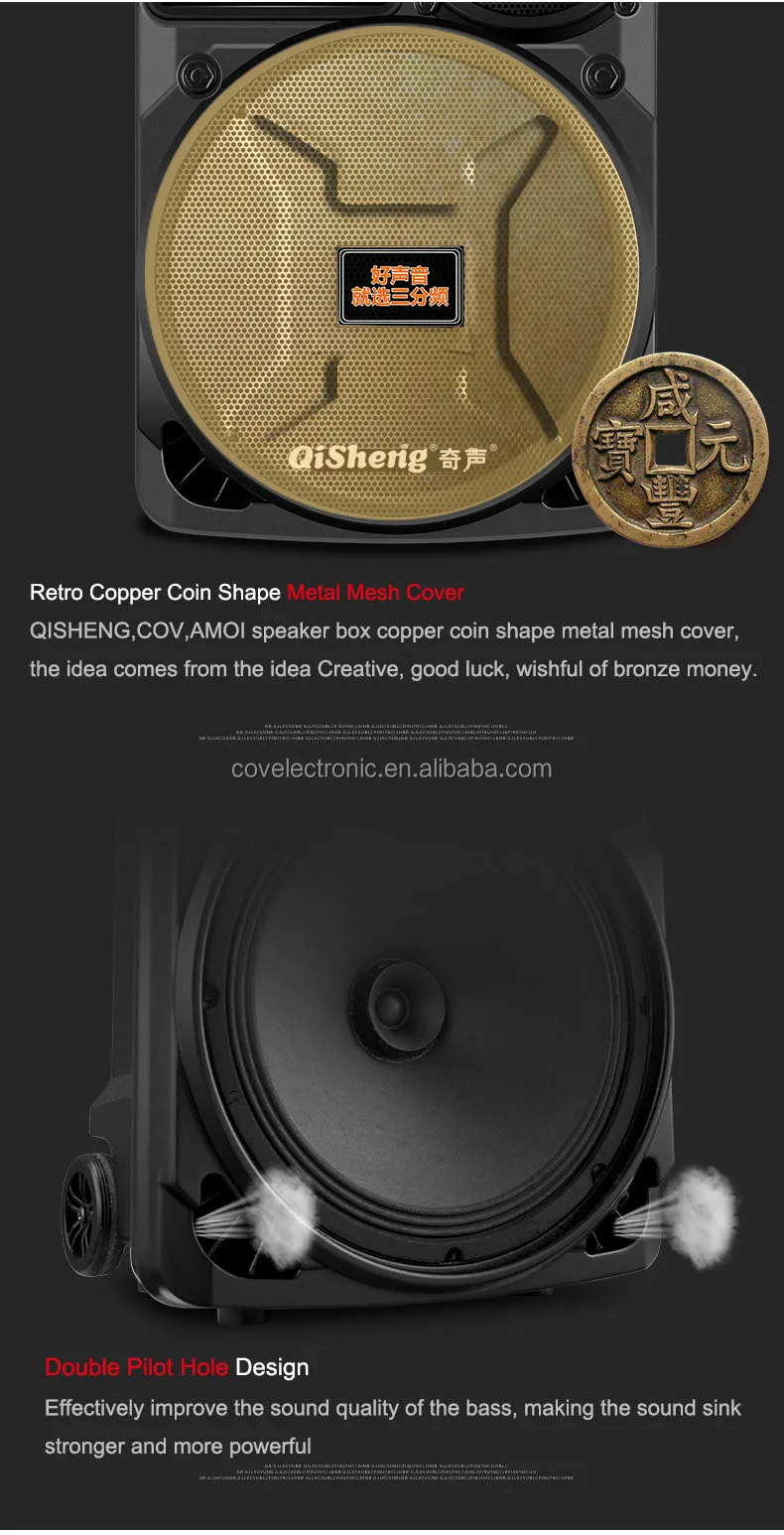 COV Private Mould NEW Promotional party Speaker, Good Sound plastic portable trolley speaker with Mega bass 12 inch /FM - ANKUX.COM