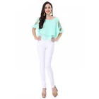 2018 New Summer Cold Shoulder Chiffon Tunic Tops Blouses