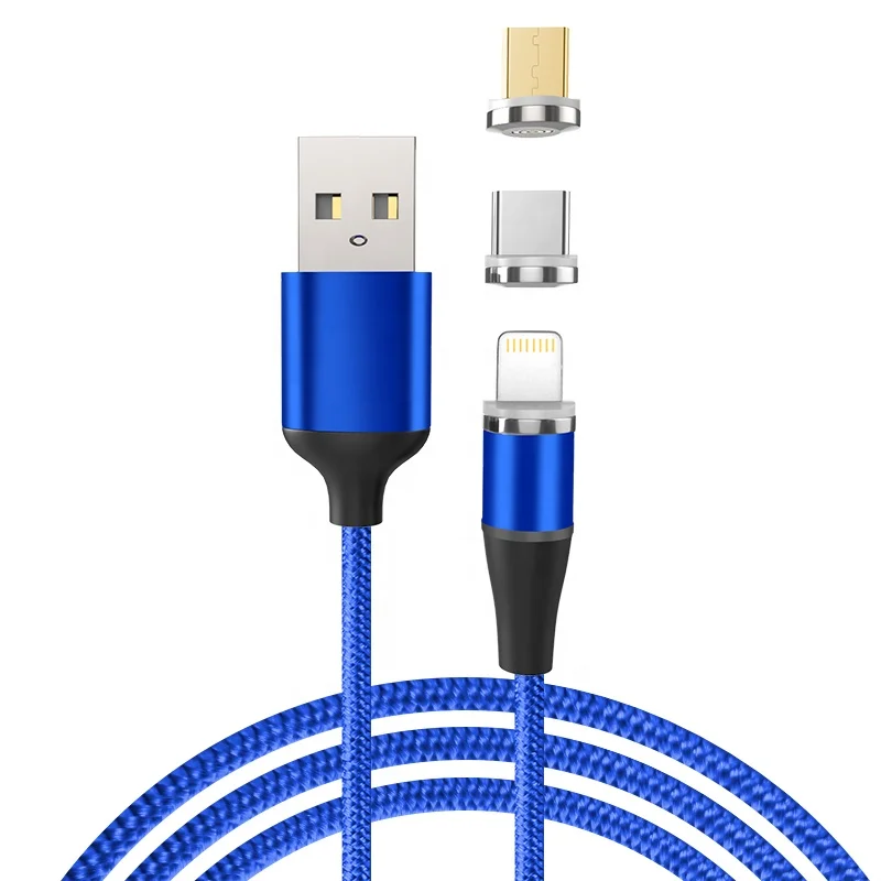 Nylon Braided Cord Aluminum 3 in 1 Magnetic Charging Cable Micro USB Type C Lightning - ANKUX Tech Co., Ltd