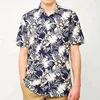 Casual Woven Print Cotton Grandfather Collar Small Flower Pattern Shirts Floral New Gents Shirts