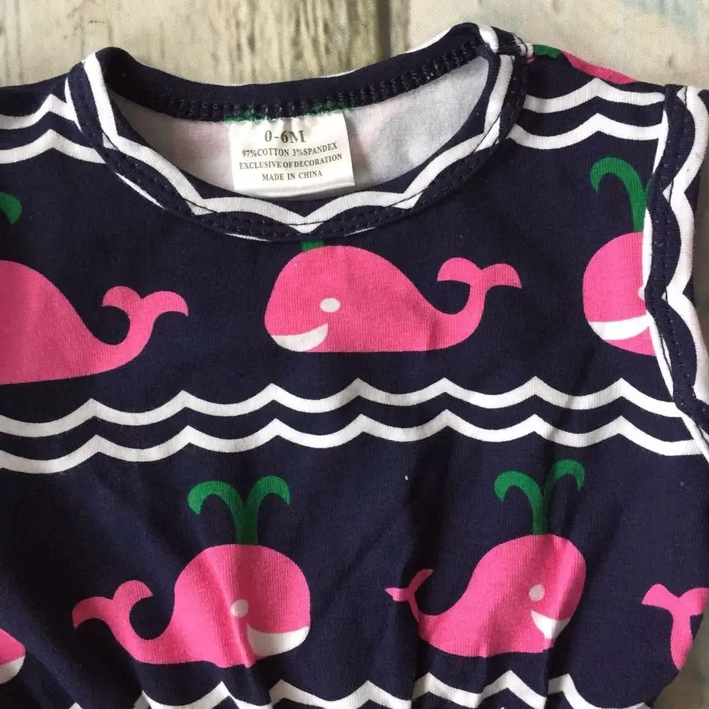 new arrival baby girls Summer clothing infant romper tutu cotton baby navy hot pink whale girls romper with match headband