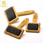 Wholesale Bamboo Pet Slicker Brush for dog grooming with Blister and Silver card packaging