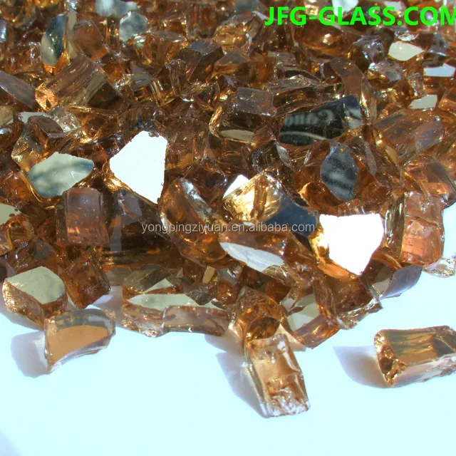 copper stained broken glass and glass shards for smokeless fire