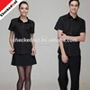 High quality fashion short sleeve restaurant Female and Male black staff uniform for waiter and waitress