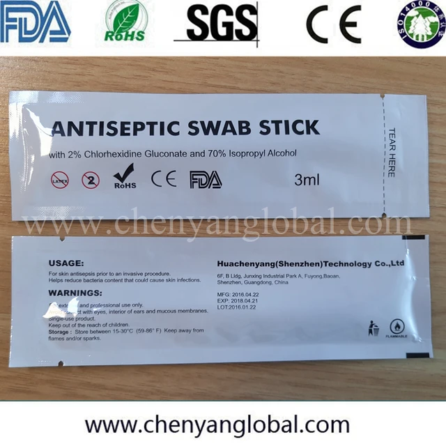 white foam tip antiseptic skin cleaning chg foam alcohol swab