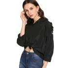 2019 spring new blouse Amazon aliexpress explosion Womens pure sexy transparent shirt drain back wings