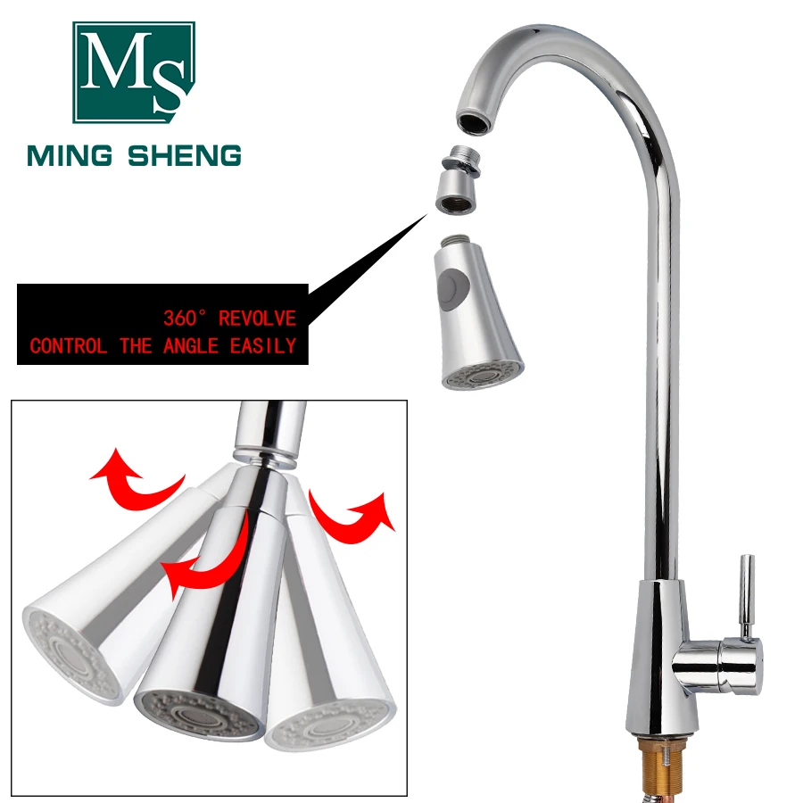 Kaiping Faucet Manufacturer Restaurant Deck Mounted Brass Stainless Steel Pull Out Sprayer Kitchen Mixer Tap