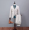 Customized Double Breasted Two Buttons Mens Formal Suit Ternos Smoking (Coat+Pants+Vest) NA01 White Man Suits