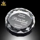 Wholesale Personalized Round Gem Cut 3D Eched Glass Paperweights For Crystal Trophy Gifts