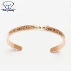 Engraved I LOVE YOU TO MOON AND BACK stainless steel cuff bracelet high quality bracelets for women
