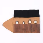 personalized mens luxury leather watch roll travel pouch with 4 slots
