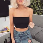 Black off the shoulder crop top t-shirt women clothes knitted tops 7803
