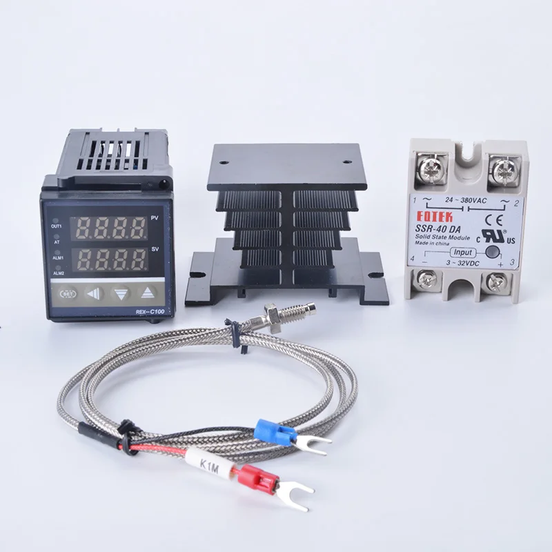Цифровой PID температура контроллер REX-C100 Рекс C100 термостат с 40DA ССР реле, K термопары зонд 1 м RKC