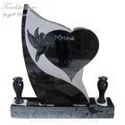 Simple design granite tombstone with dove and vases